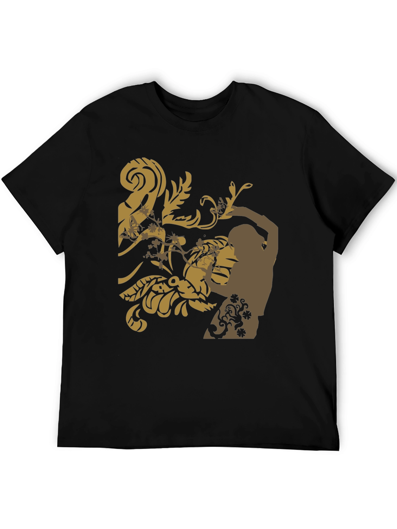 Stylish Black T-Shirt with Floral Design