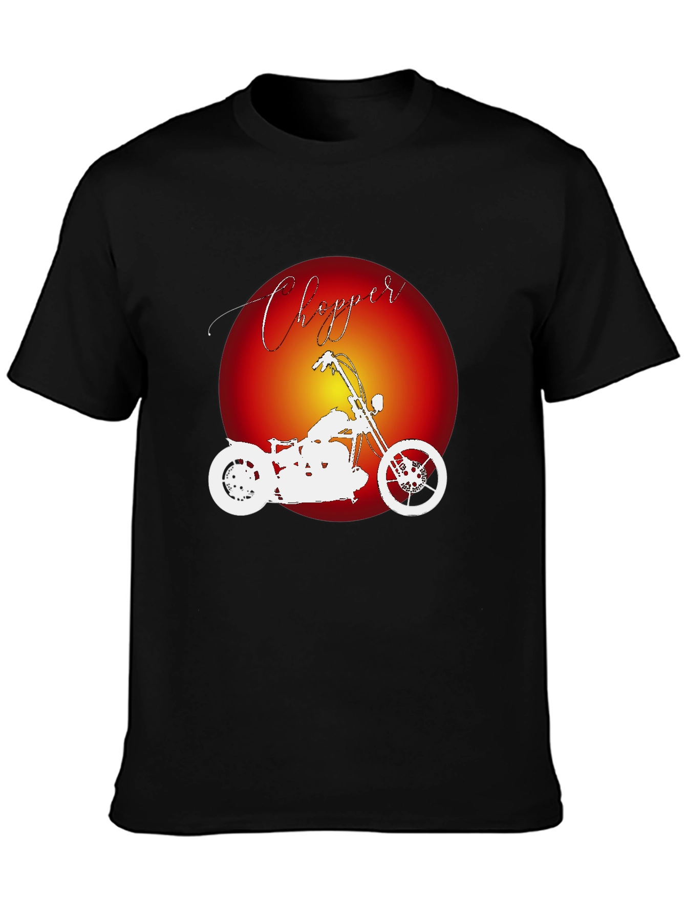 Chopper Motorcycle Graphic Tee - Black Cotton T-Shirt