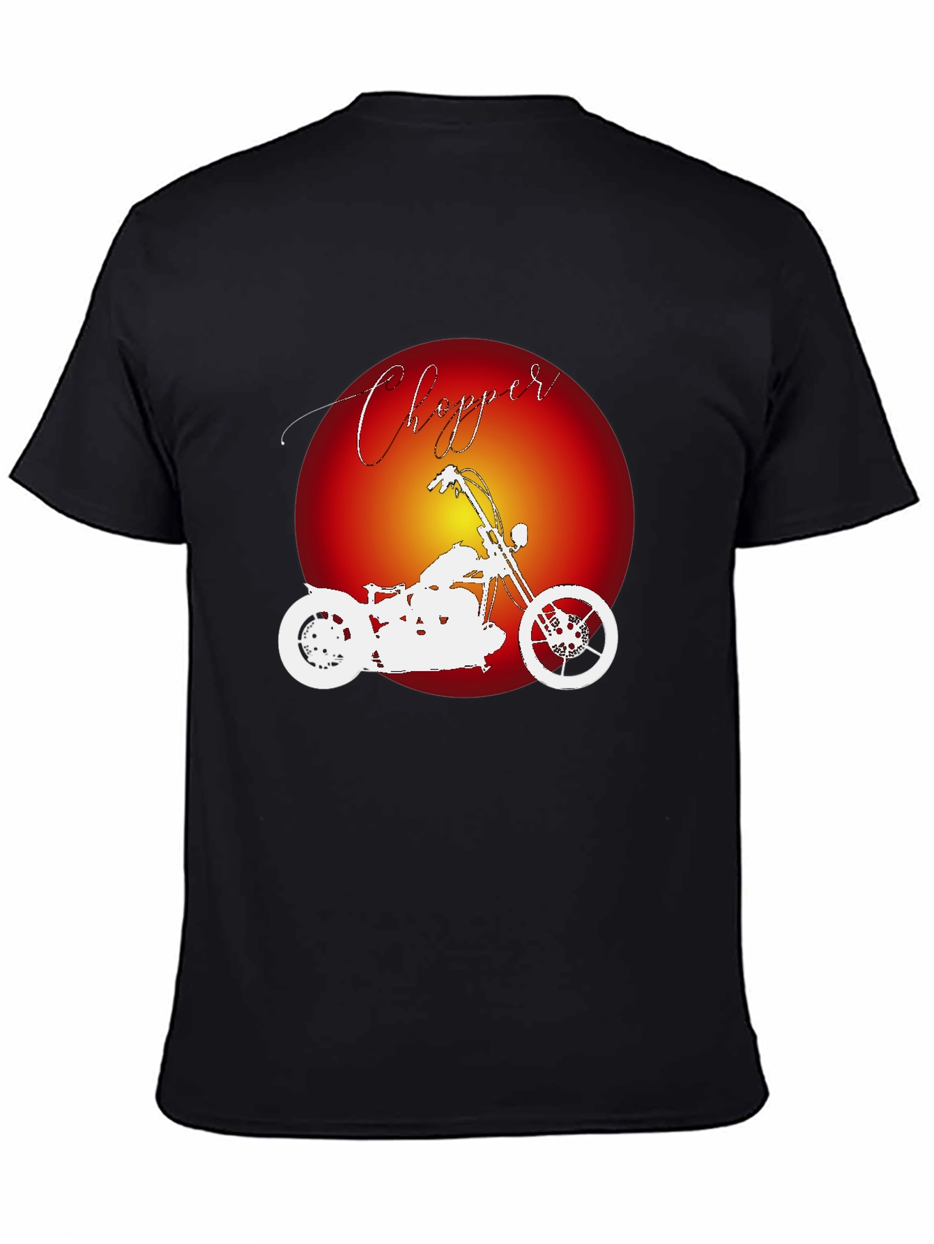 Chopper Motorcycle Graphic Tee - Black Cotton T-Shirt