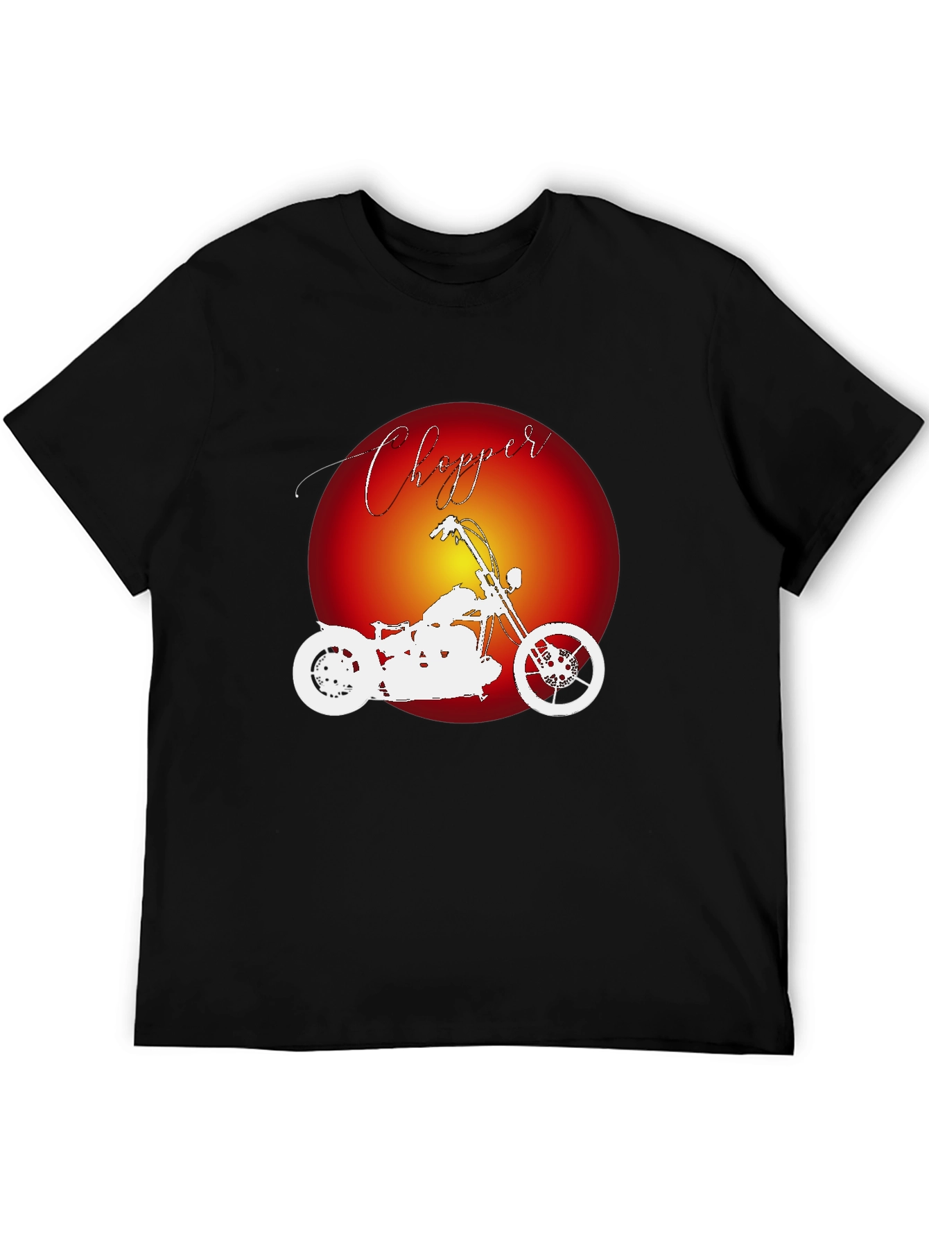 Chopper Motorcycle Graphic Tee - Black Cotton T-Shirt