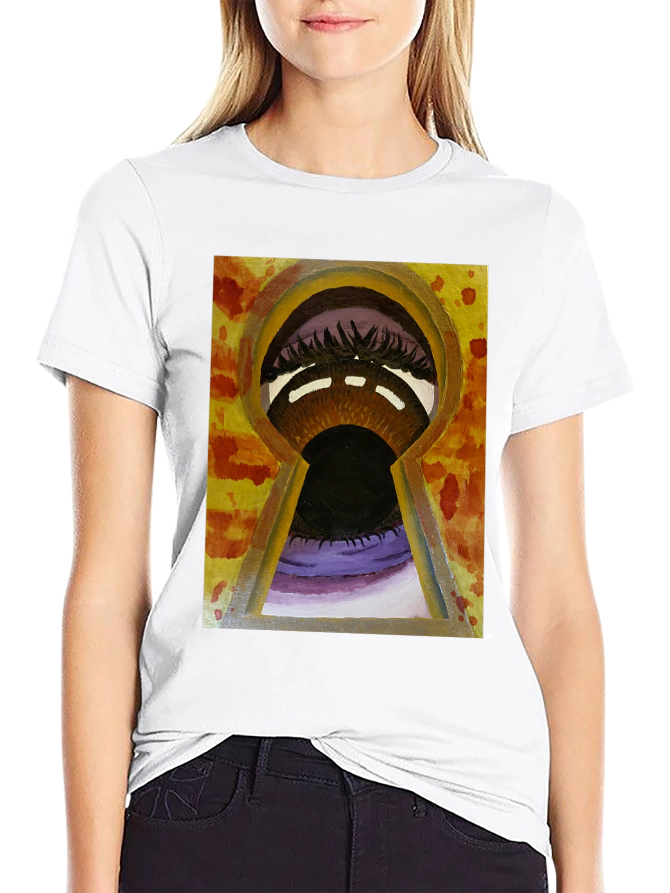 Keyhole Eye Graphic Tee - Black Cotton