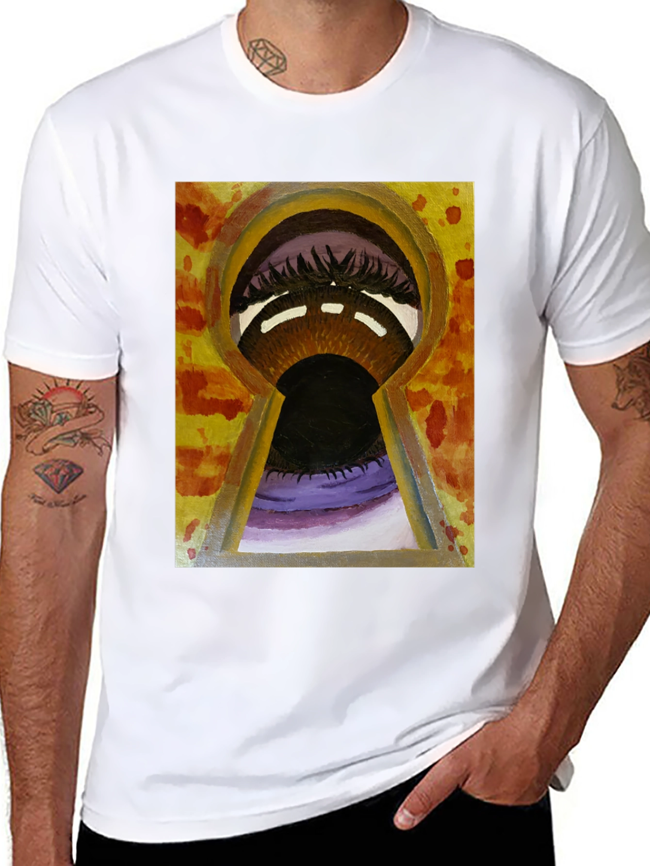 Keyhole Eye Graphic Tee - Black Cotton