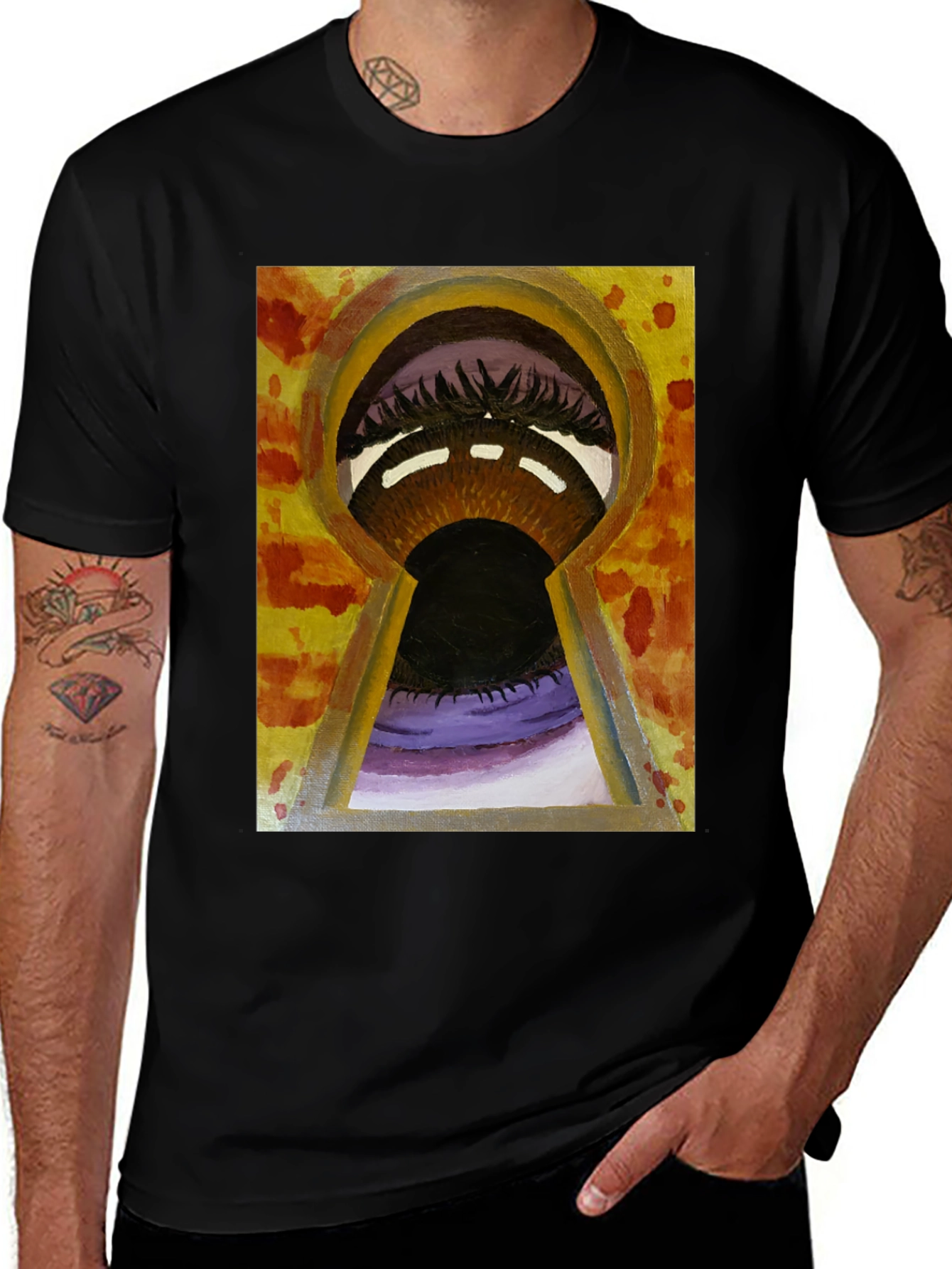 Keyhole Eye Graphic Tee - Black Cotton