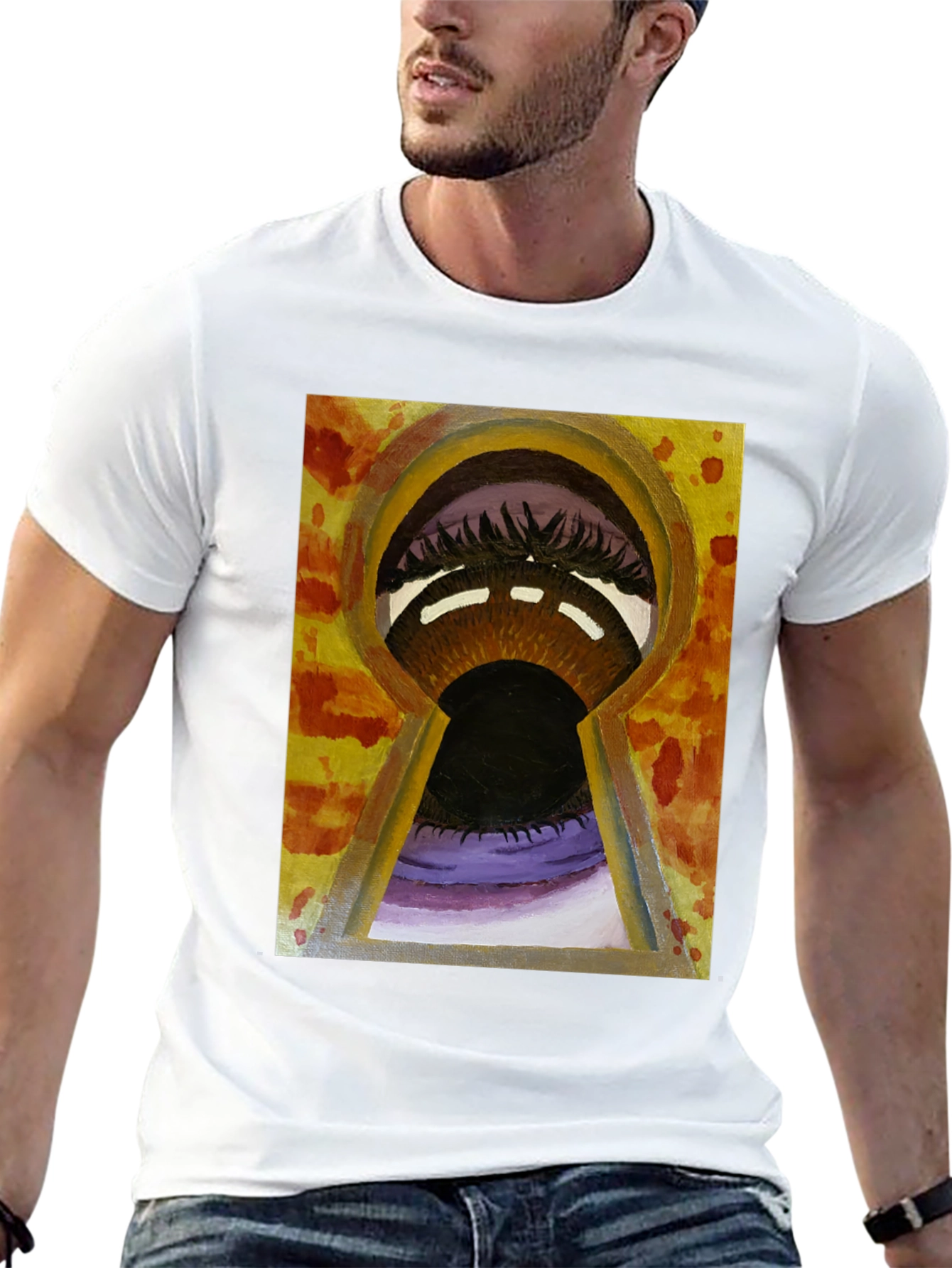 Keyhole Eye Graphic Tee - Black Cotton