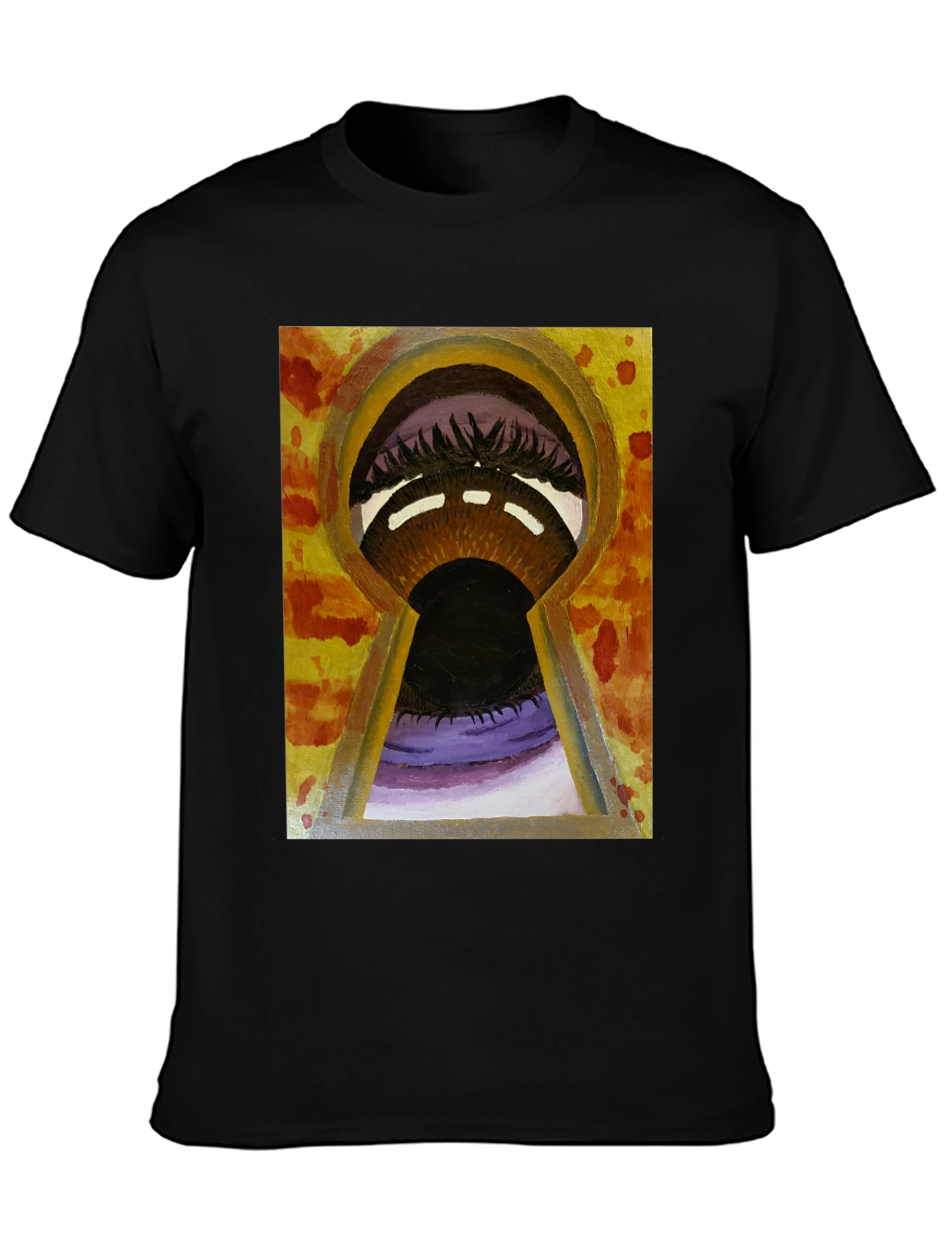 Keyhole Eye Graphic Tee - Black Cotton