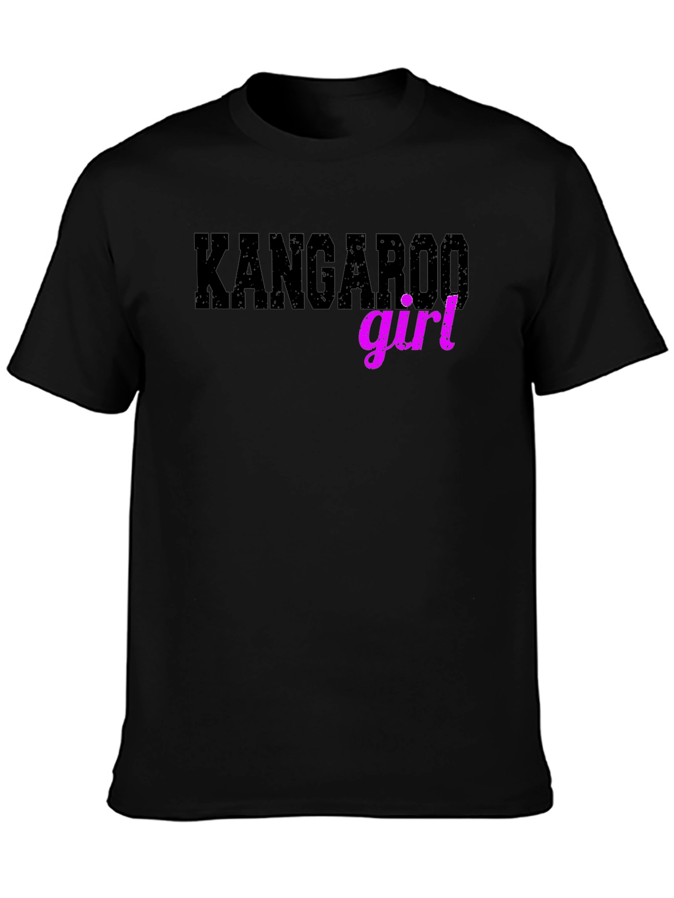 Kangaroo Girl Graphic T-Shirt - Black Cotton Tee