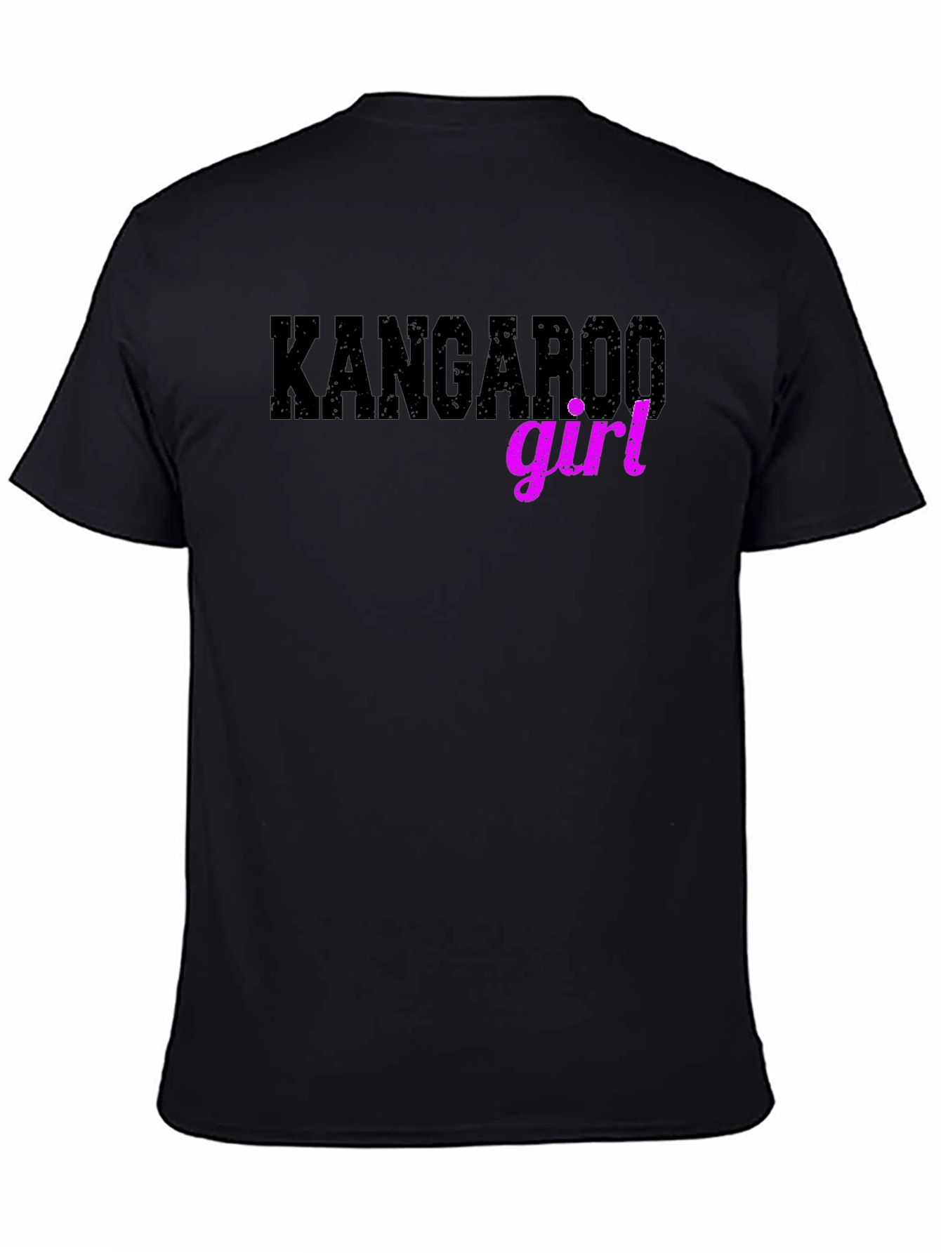 Kangaroo Girl Graphic T-Shirt - Black Cotton Tee