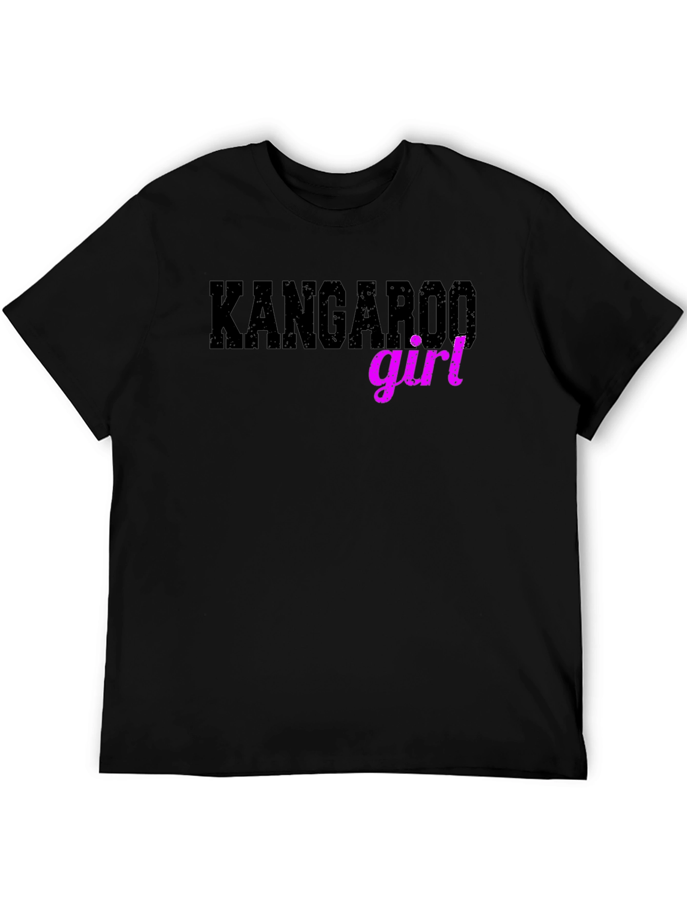 Kangaroo Girl Graphic T-Shirt - Black Cotton Tee