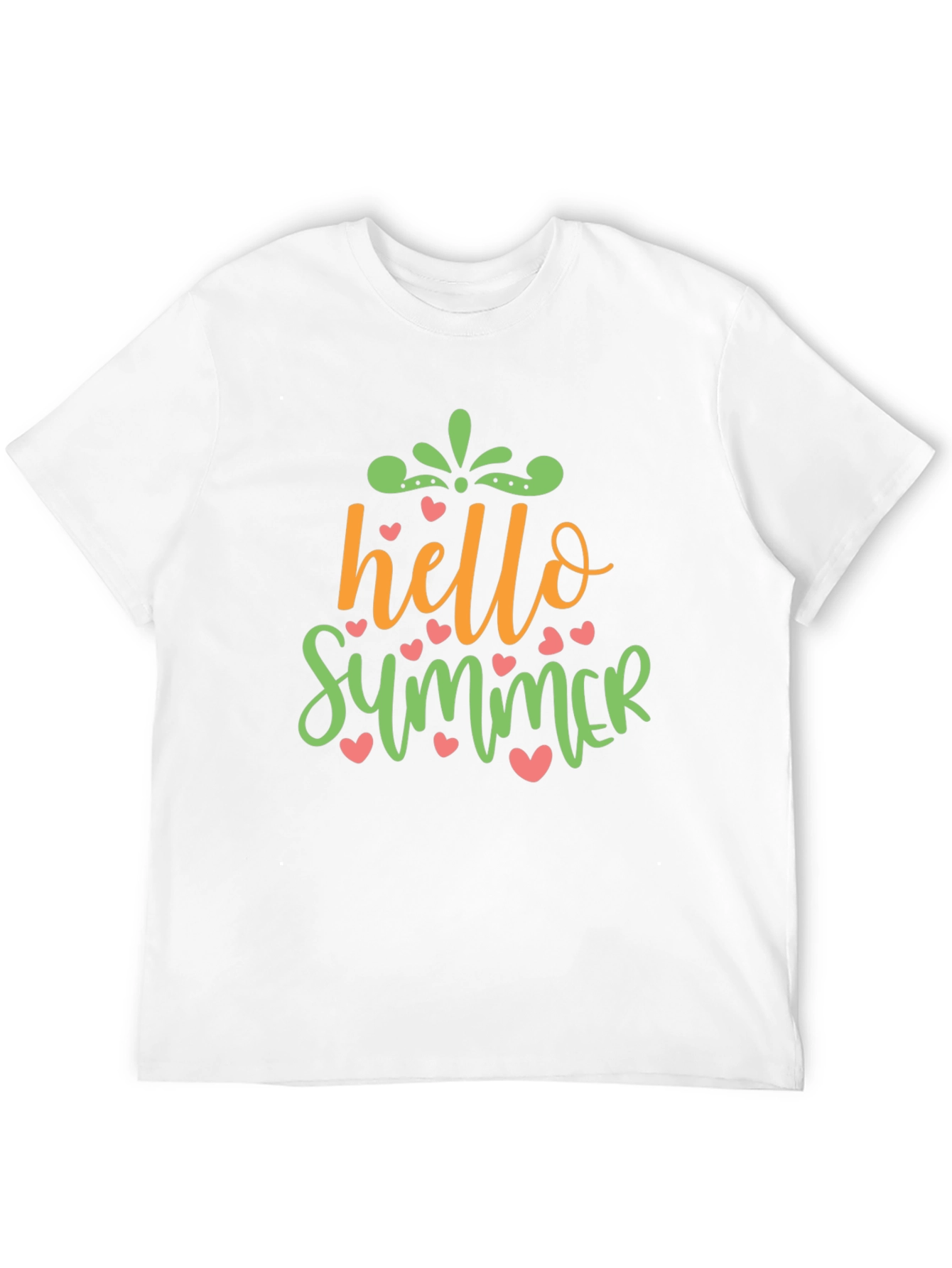 Hello Summer Graphic Tee - Trendy Crew Neck T-Shirt