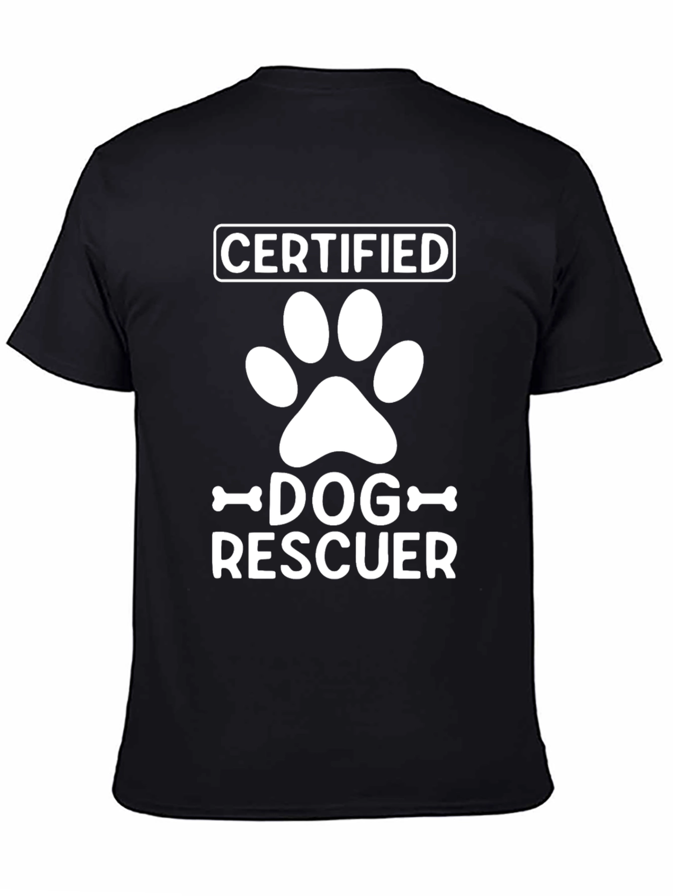 Certified Dog Rescuer T-Shirt - Paw Print Design