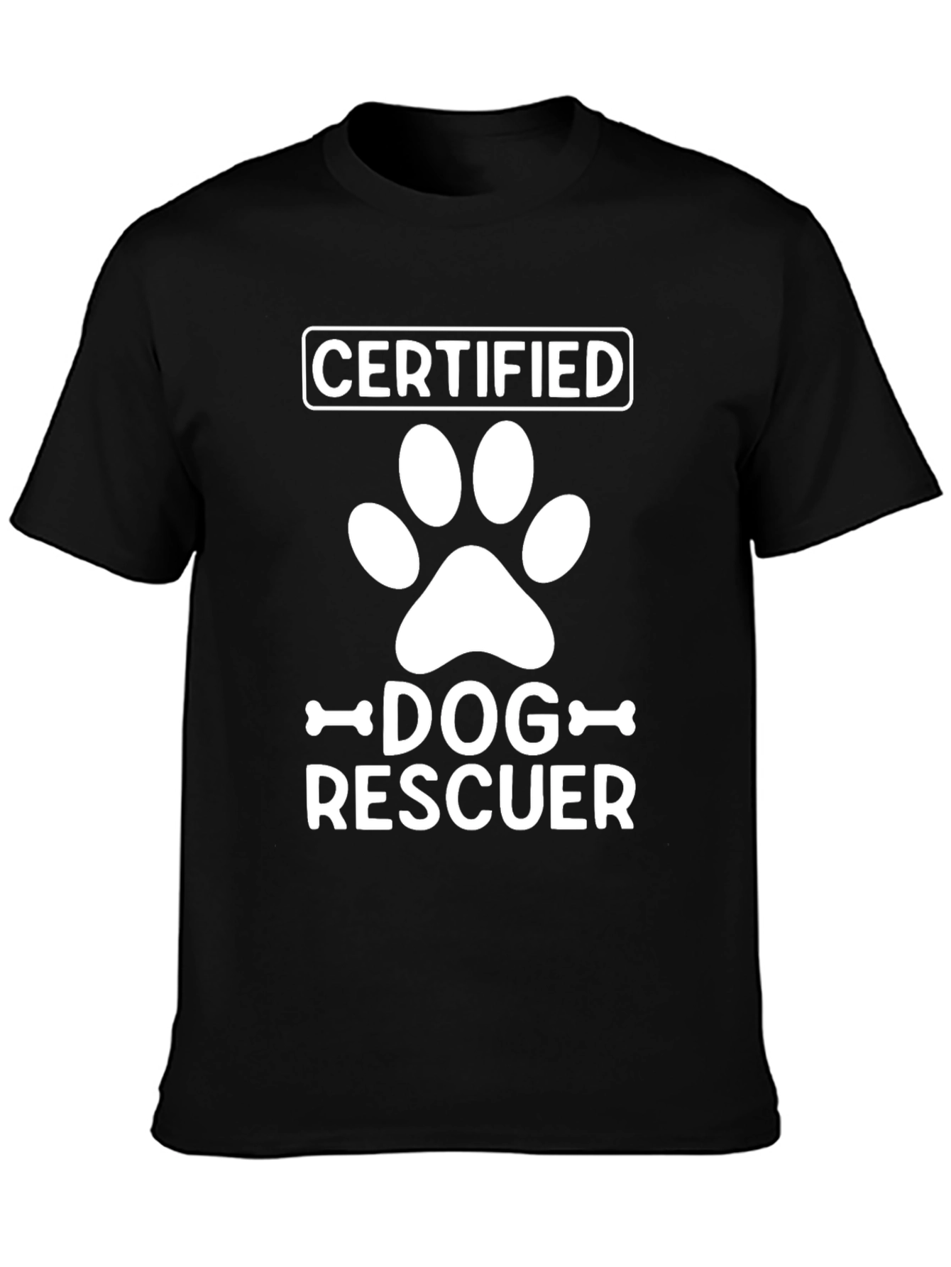 Certified Dog Rescuer T-Shirt - Paw Print Design