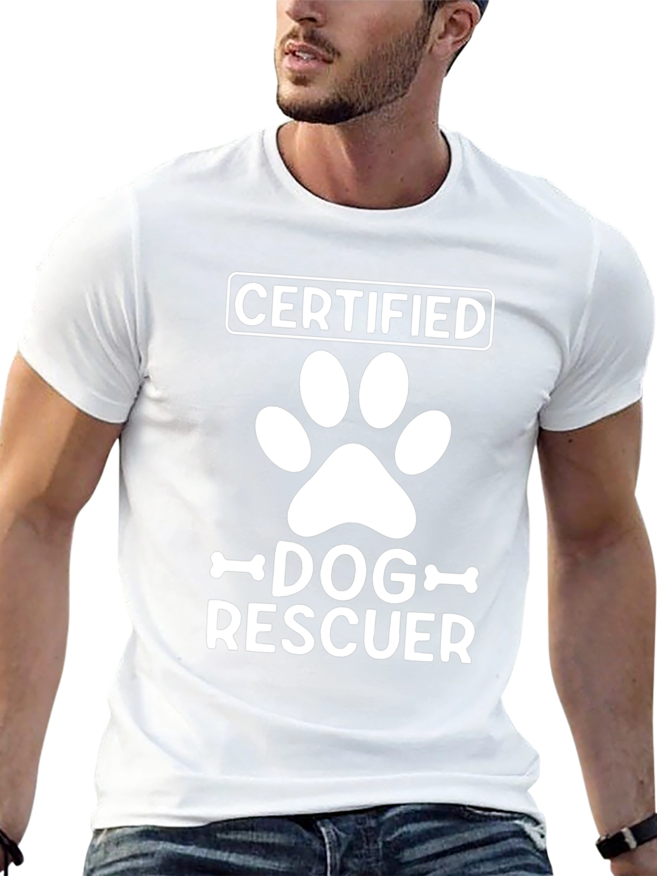 Certified Dog Rescuer T-Shirt - Paw Print Design