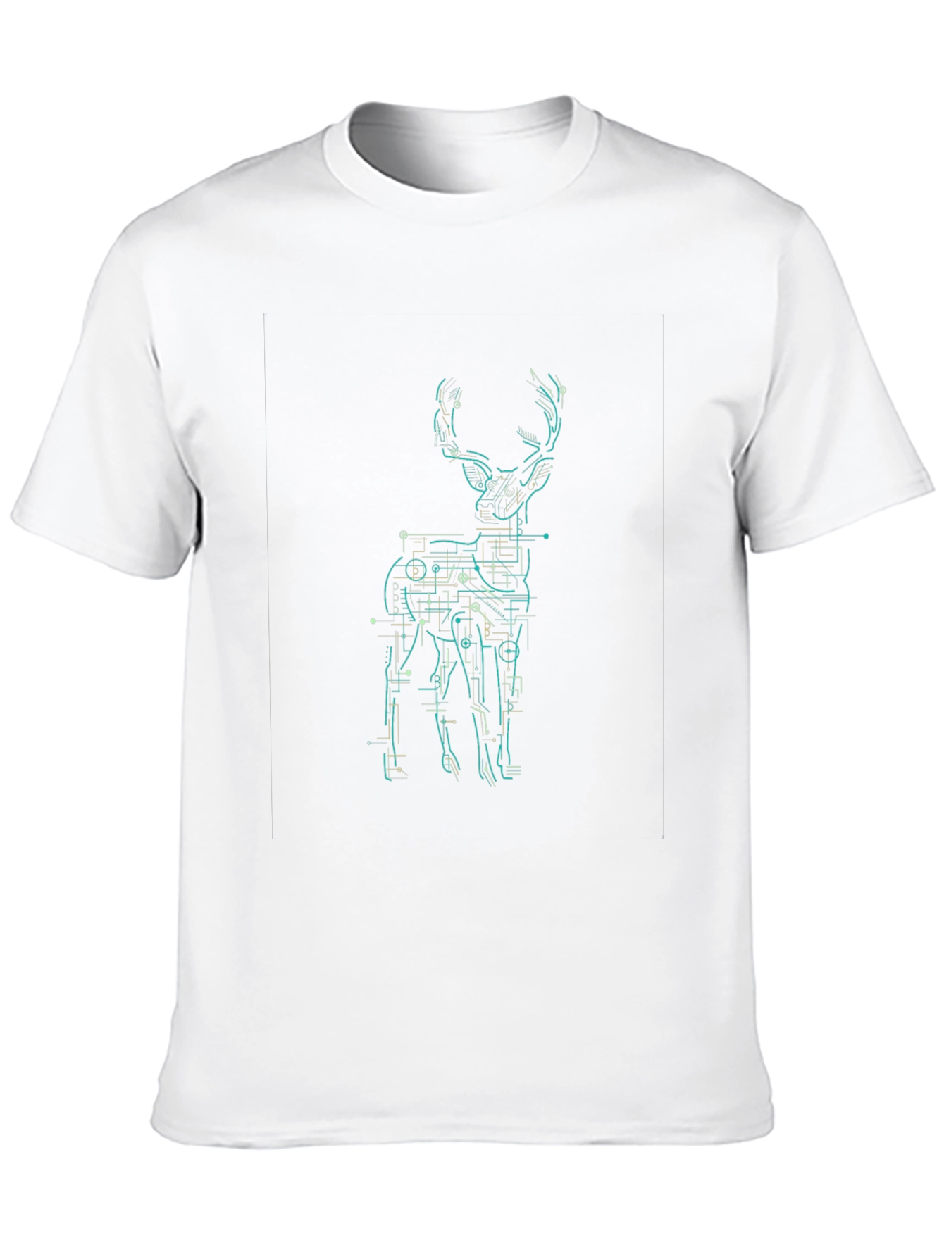 Tech Deer Graphic Tee - Black Cotton T-Shirt