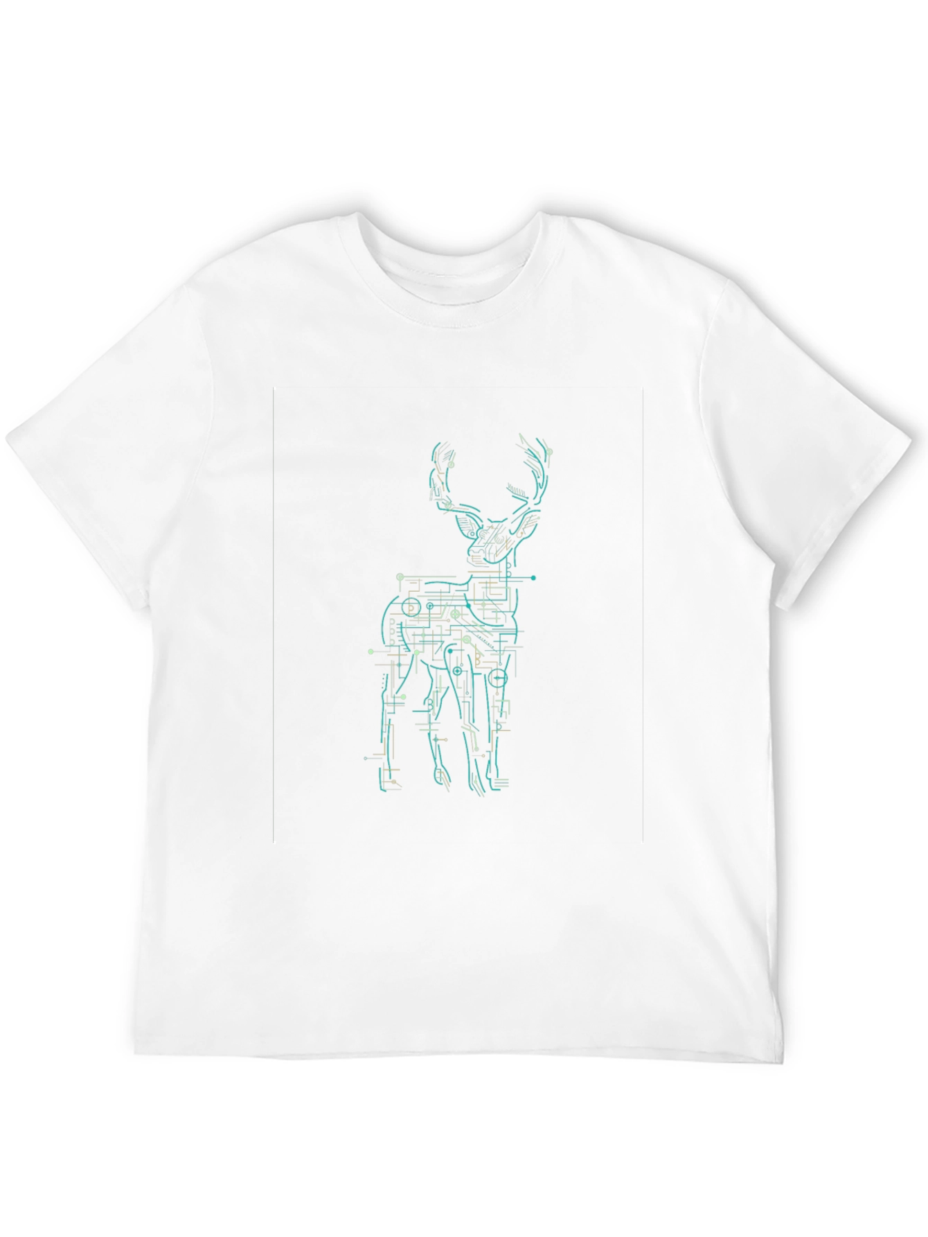 Tech Deer Graphic Tee - Black Cotton T-Shirt