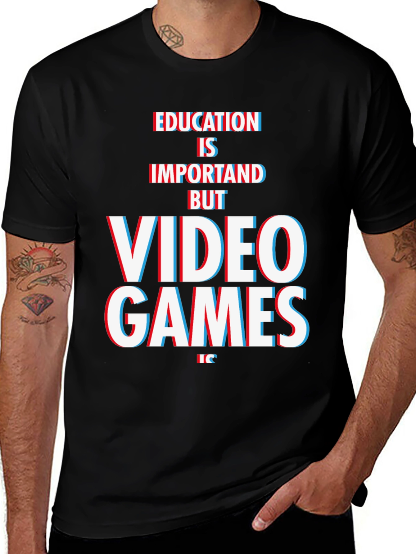 Education Vs. Video Games Graphic Tee