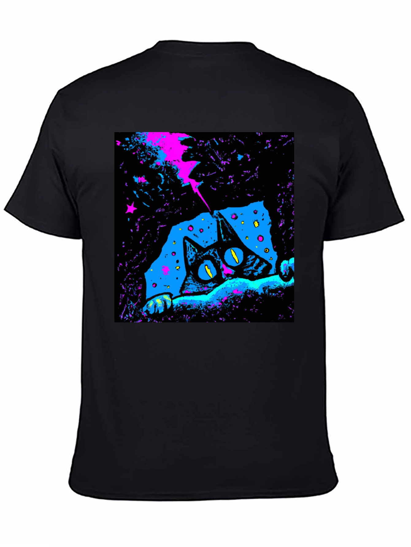 Cosmic Cat Graphic Tee - Mens Black T-Shirt