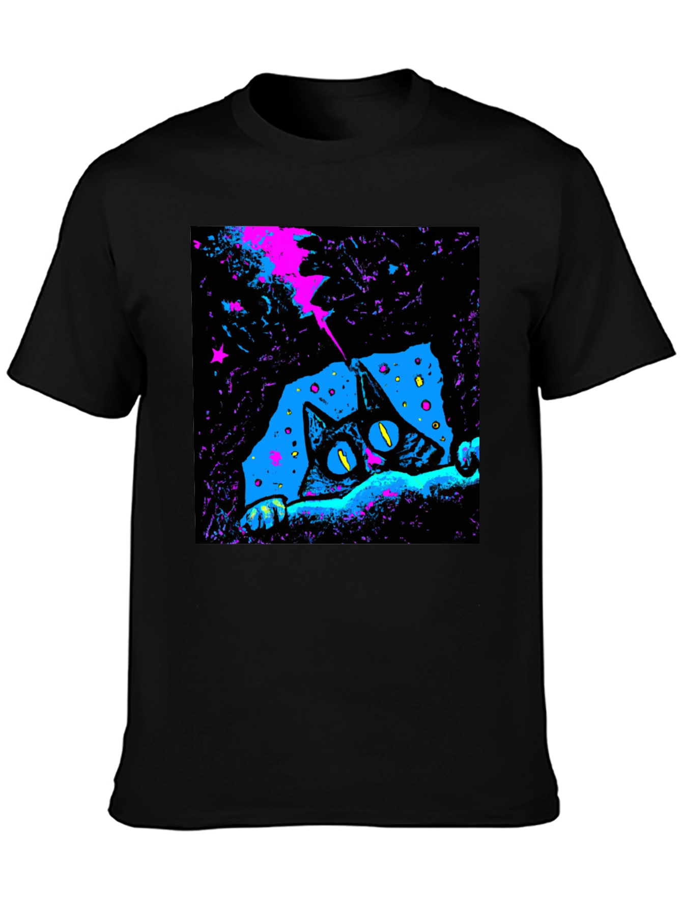 Cosmic Cat Graphic Tee - Mens Black T-Shirt