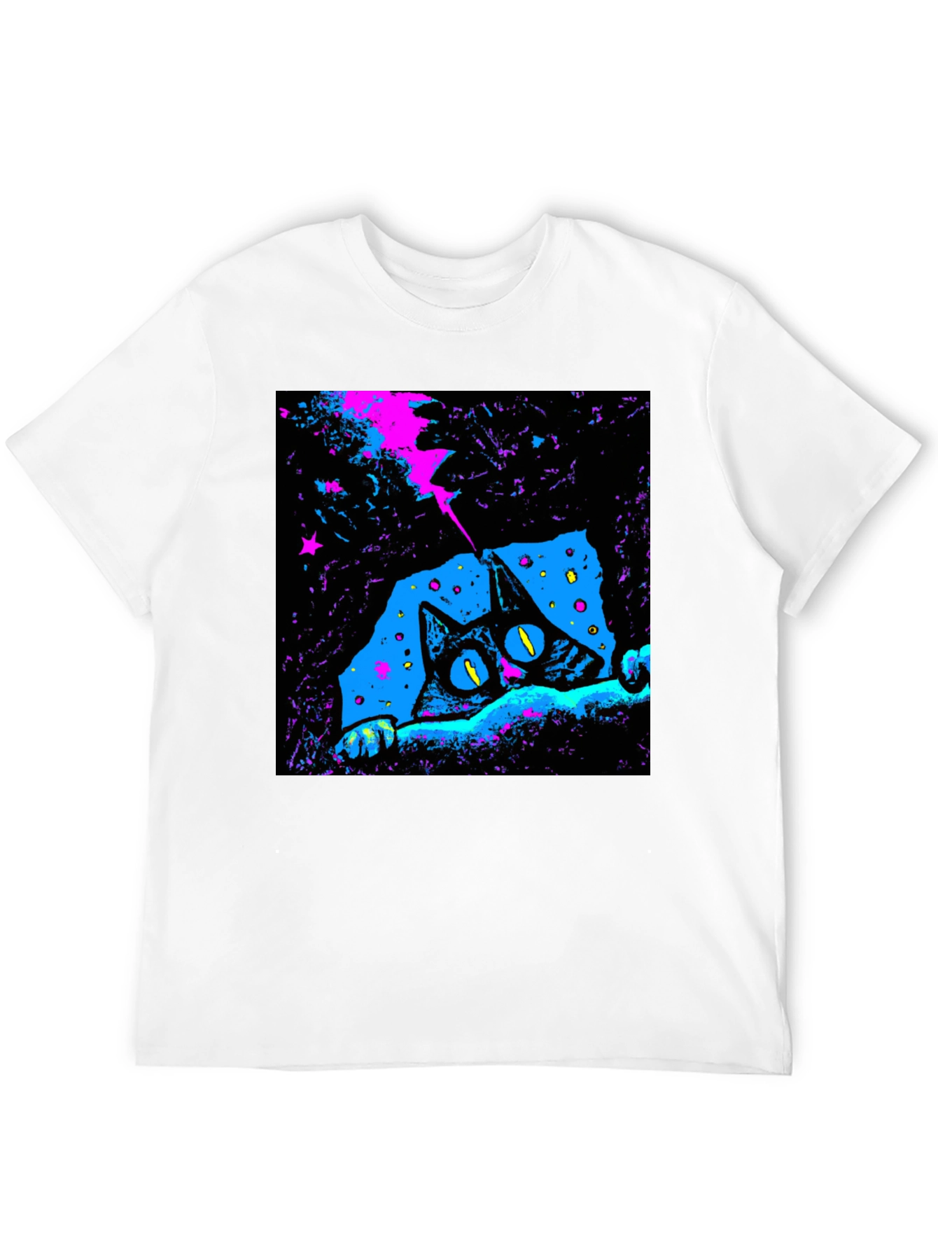 Cosmic Cat Graphic Tee - Mens Black T-Shirt