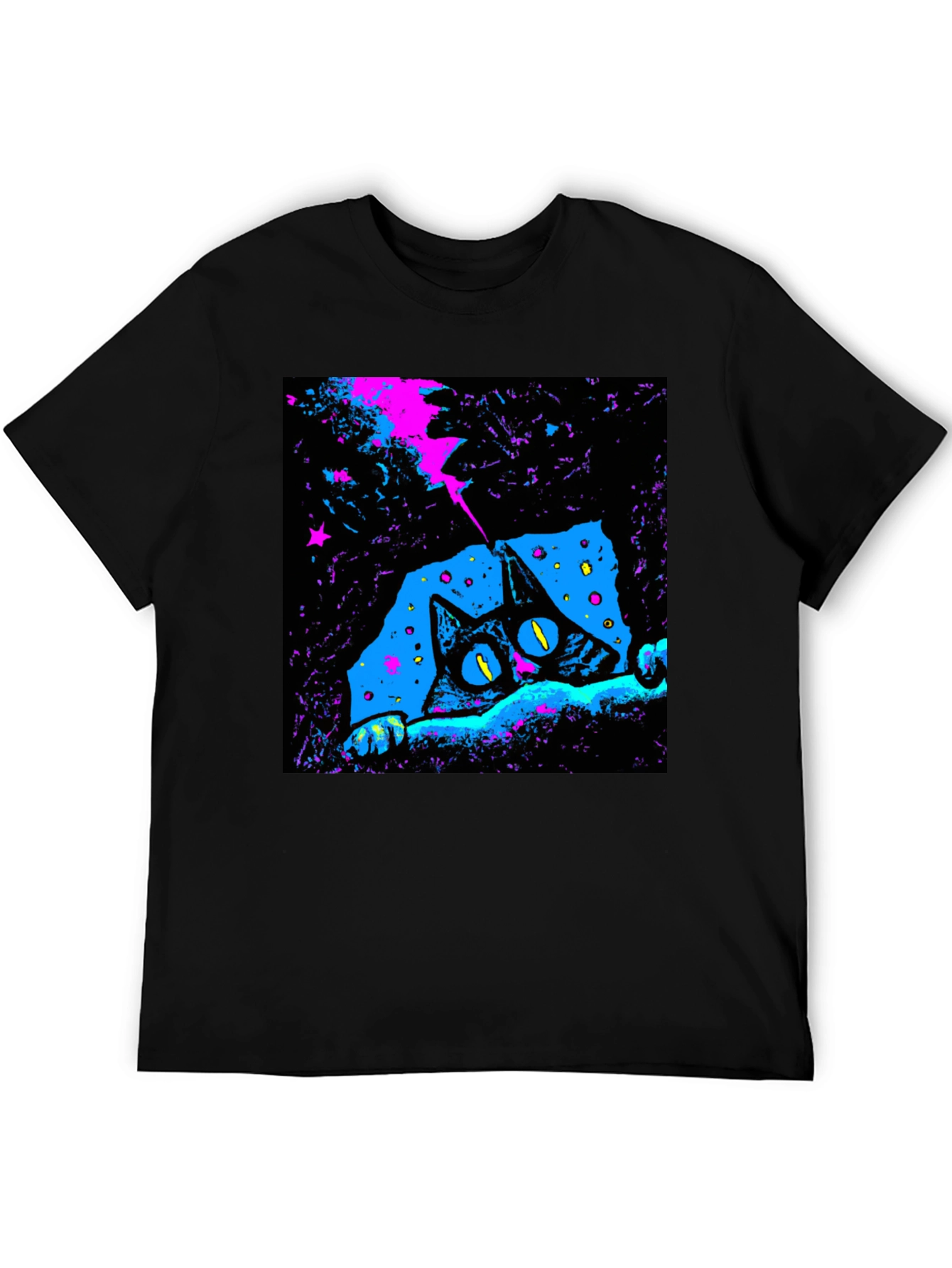Cosmic Cat Graphic Tee - Mens Black T-Shirt