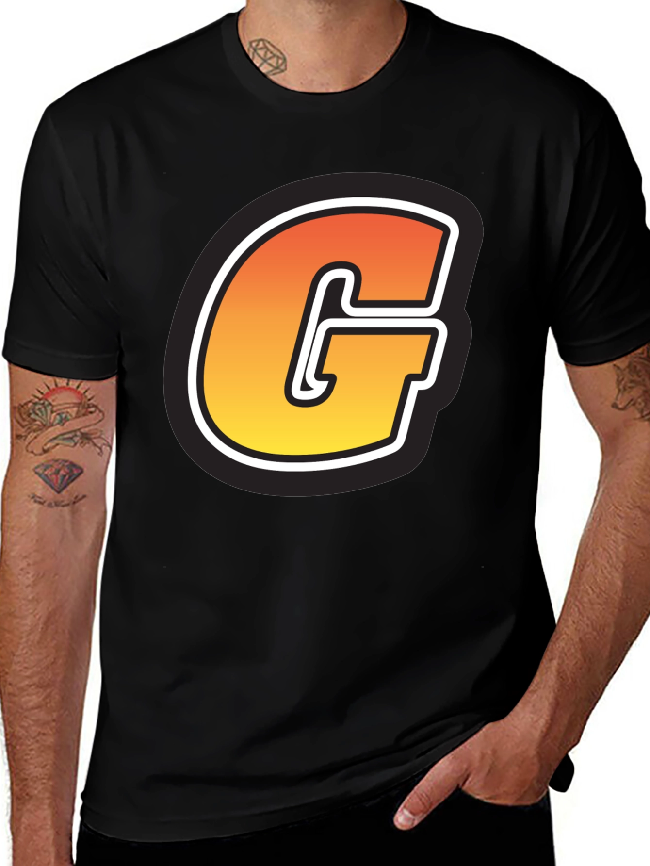 Bold G Graphic Tee - Short Sleeve Black Cotton Blend