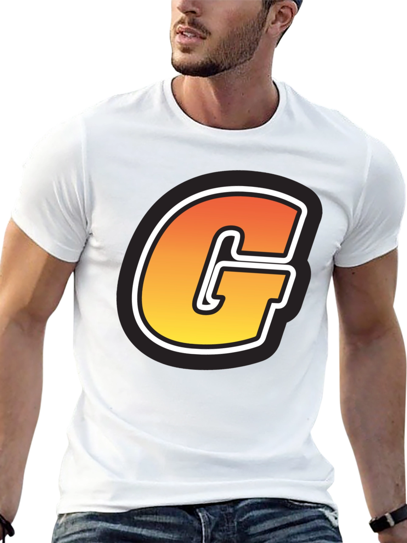 Bold G Graphic Tee - Short Sleeve Black Cotton Blend