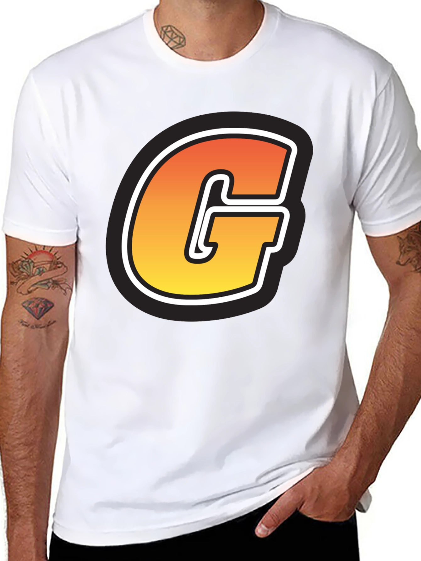 Bold G Graphic Tee - Short Sleeve Black Cotton Blend