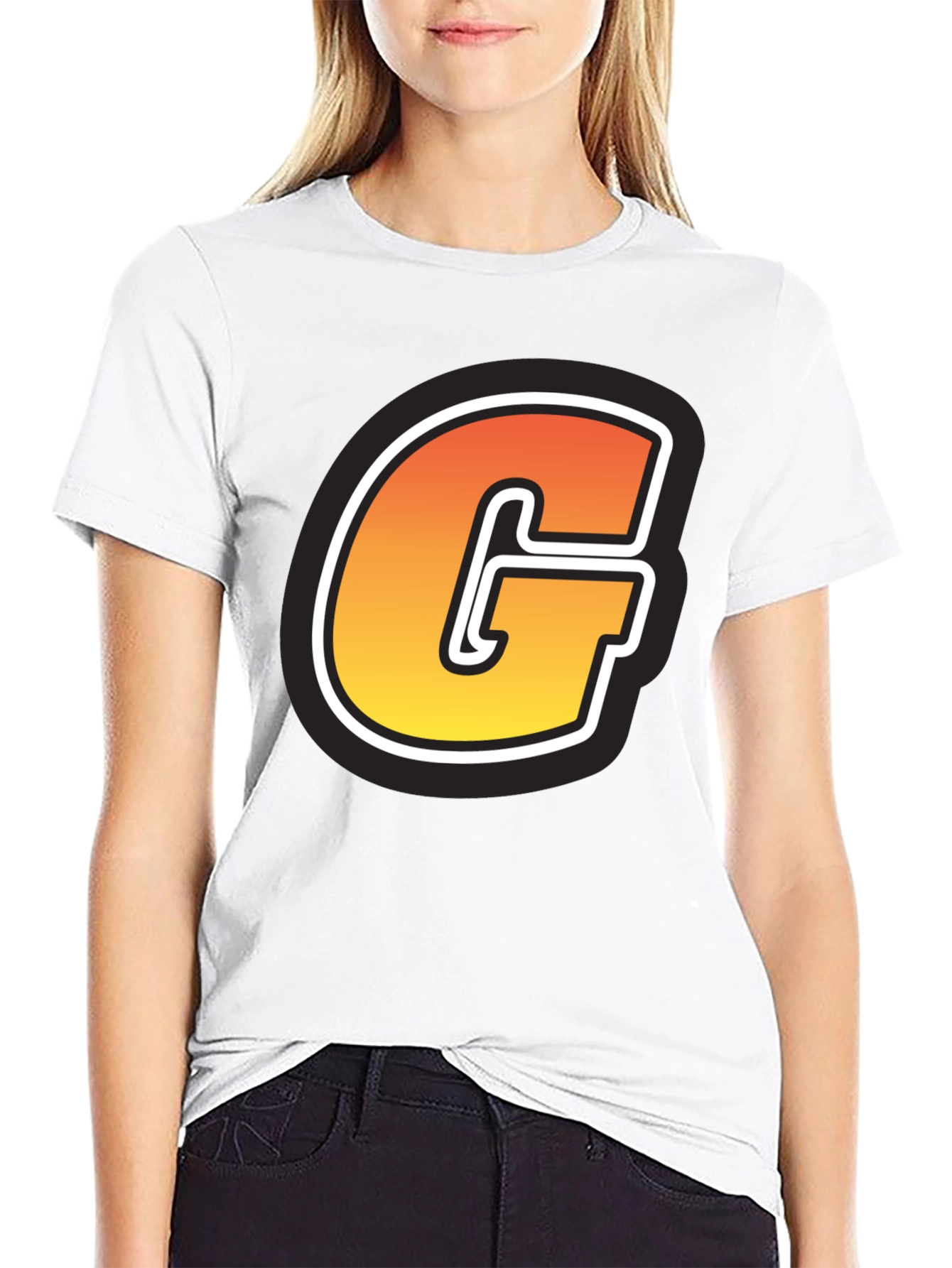 Bold G Graphic Tee - Short Sleeve Black Cotton Blend