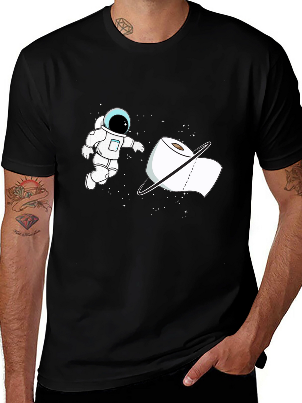 Astronaut Toilet Paper Humor Graphic Tee