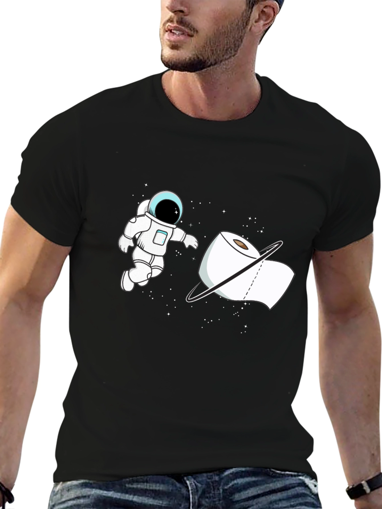 Astronaut Toilet Paper Humor Graphic Tee