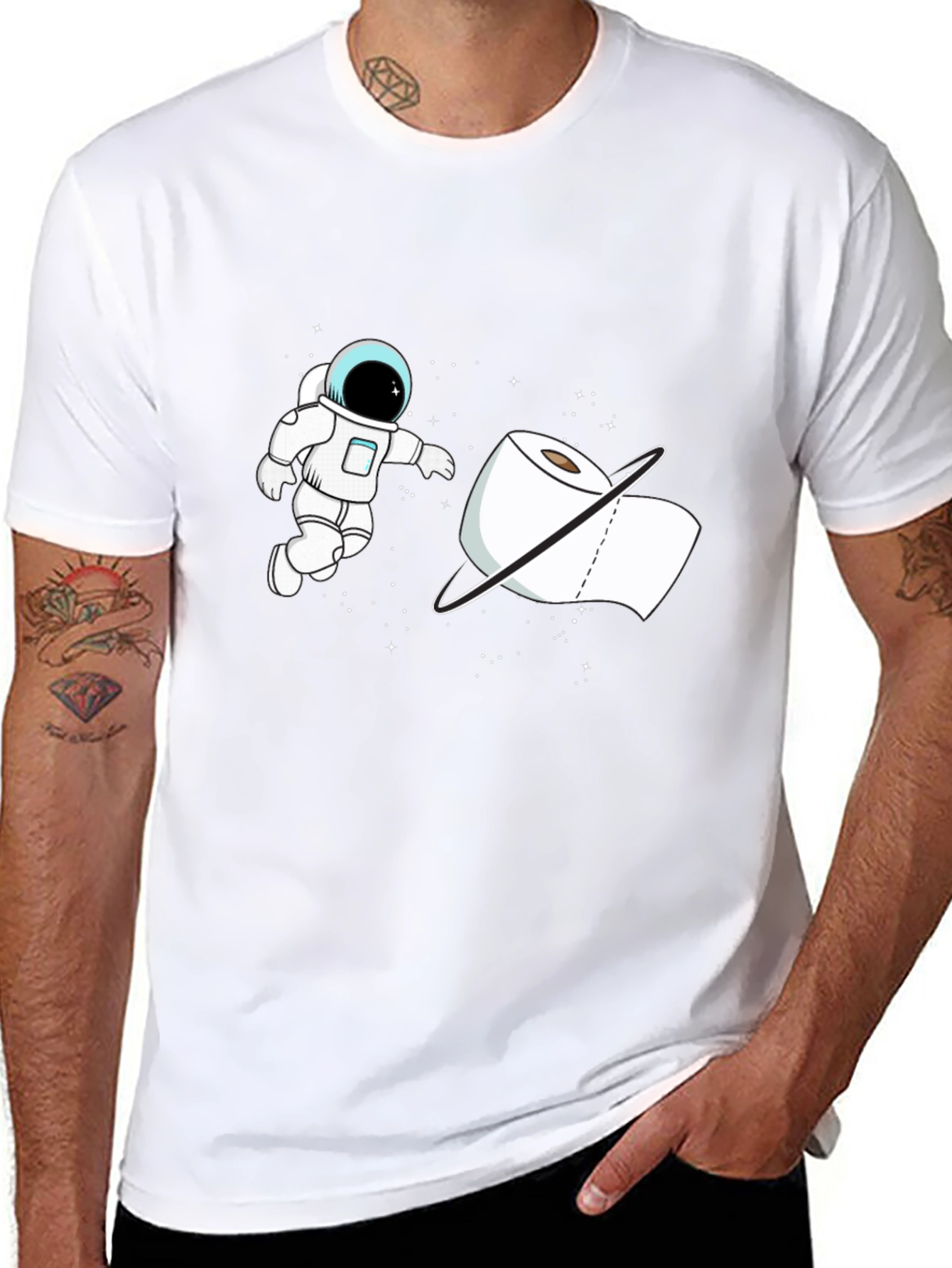 Astronaut Toilet Paper Humor Graphic Tee