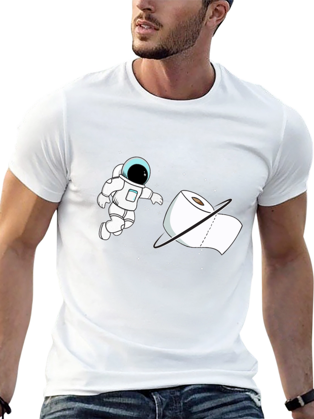 Astronaut Toilet Paper Humor Graphic Tee