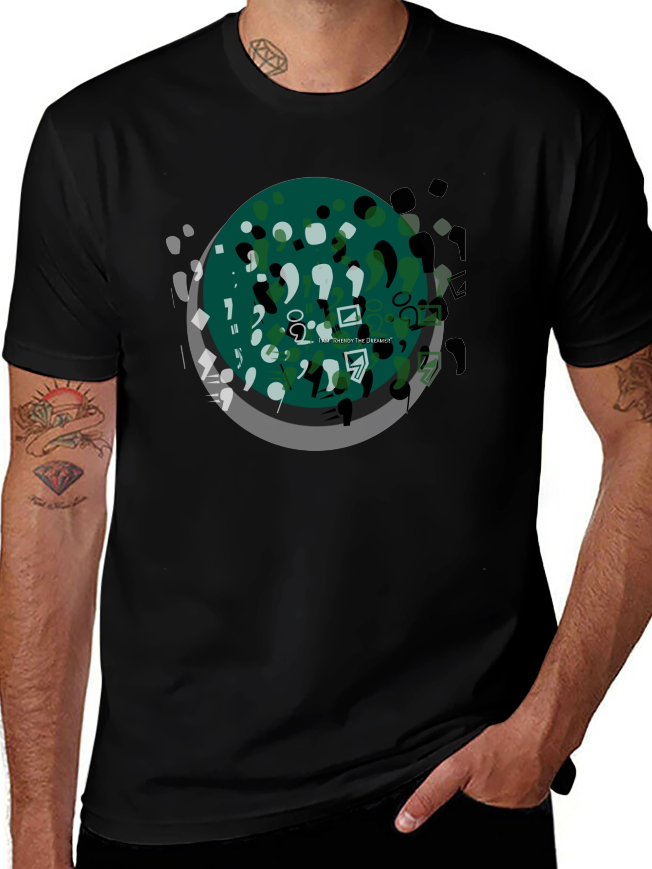 Abstract Art Graphic Tee - Black Casual T-Shirt