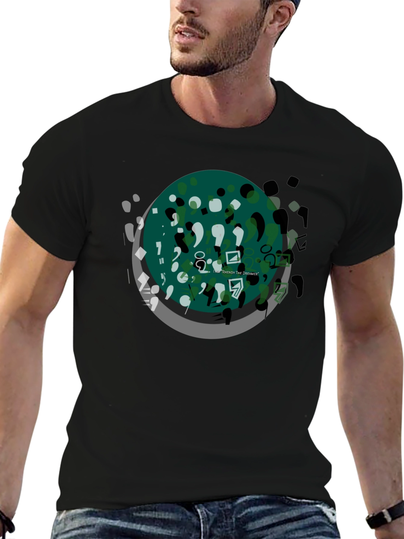 Abstract Art Graphic Tee - Black Casual T-Shirt