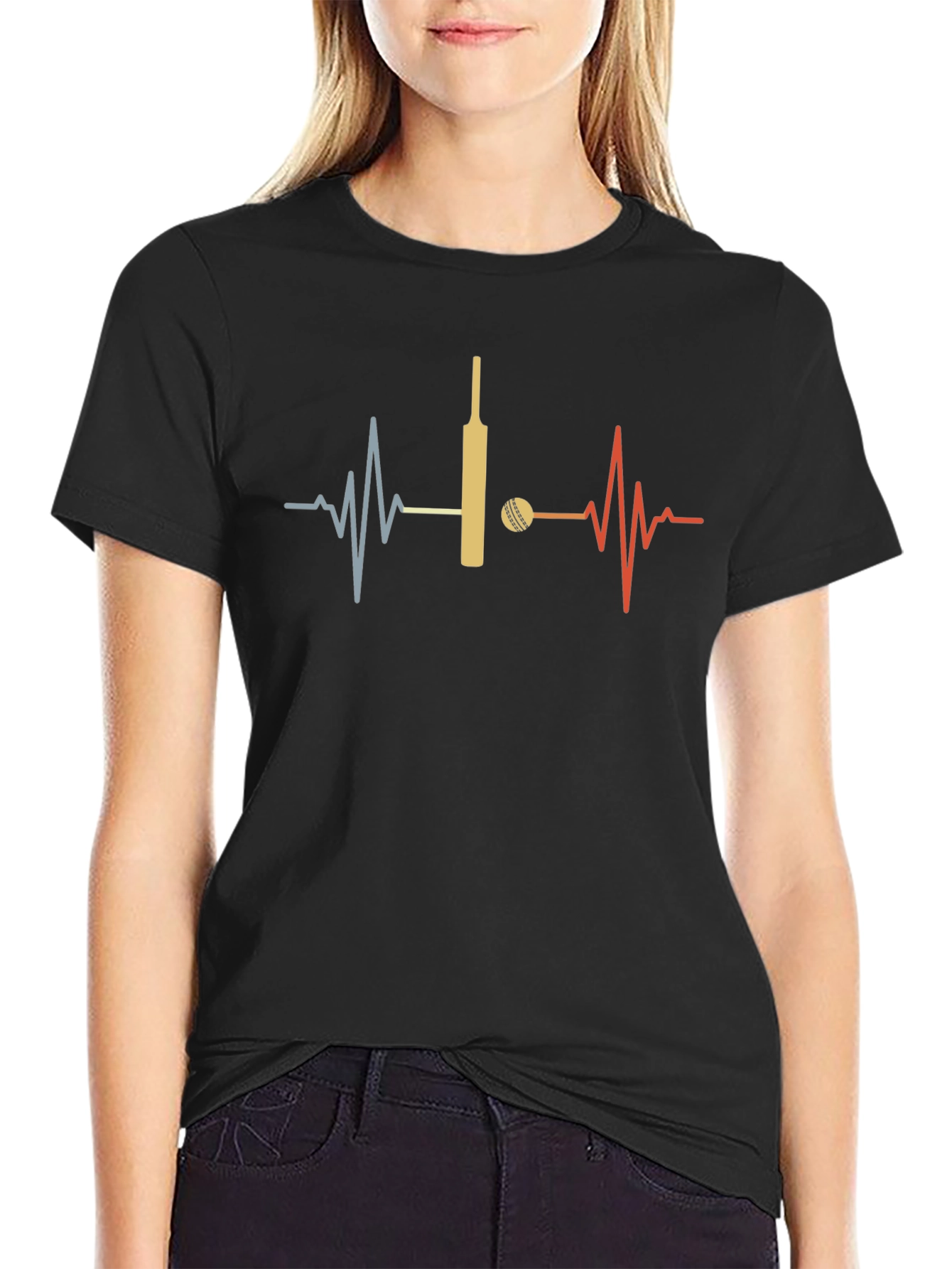 Cricket Lover Heartbeat T-Shirt - Sporty Graphic Tee