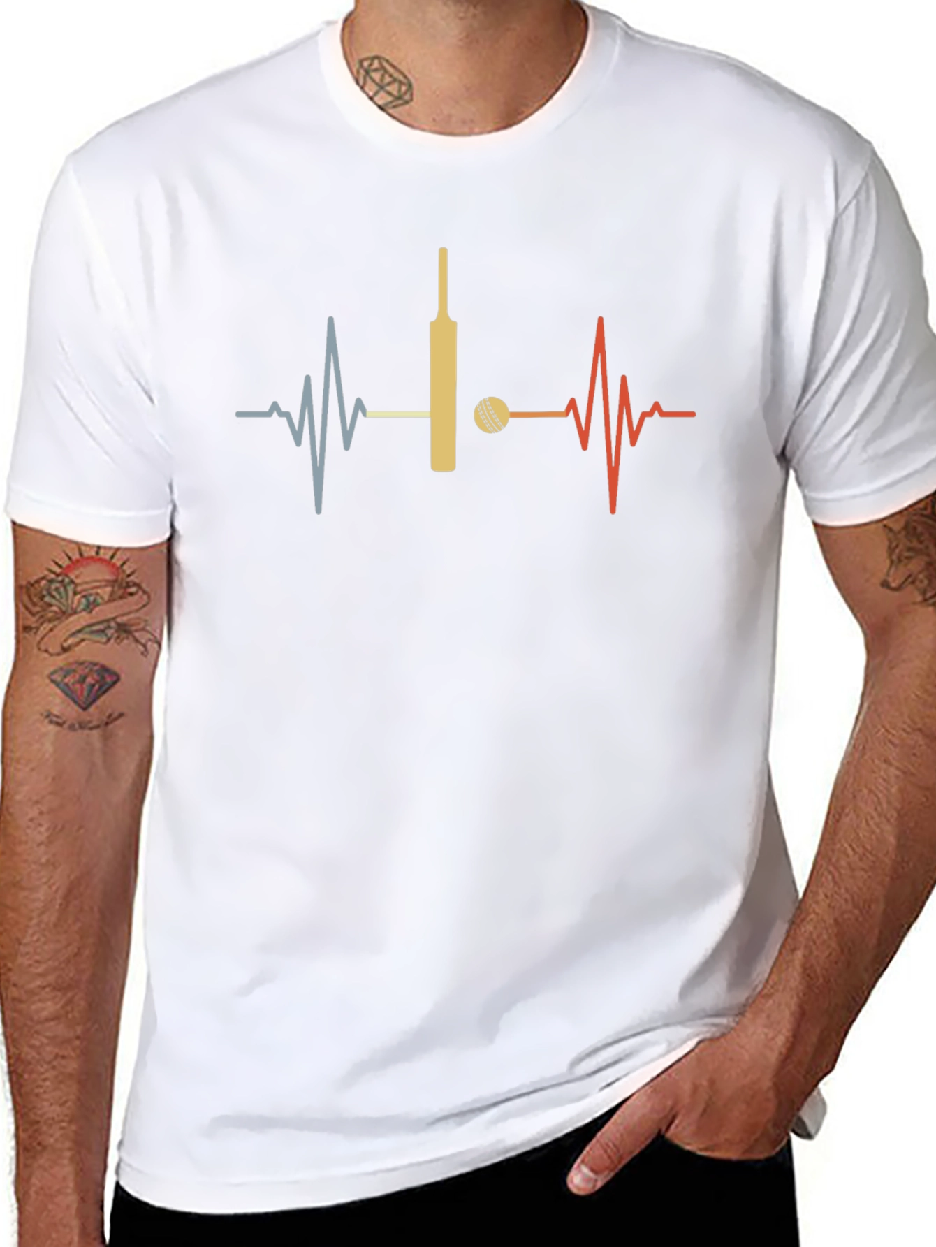 Cricket Lover Heartbeat T-Shirt - Sporty Graphic Tee