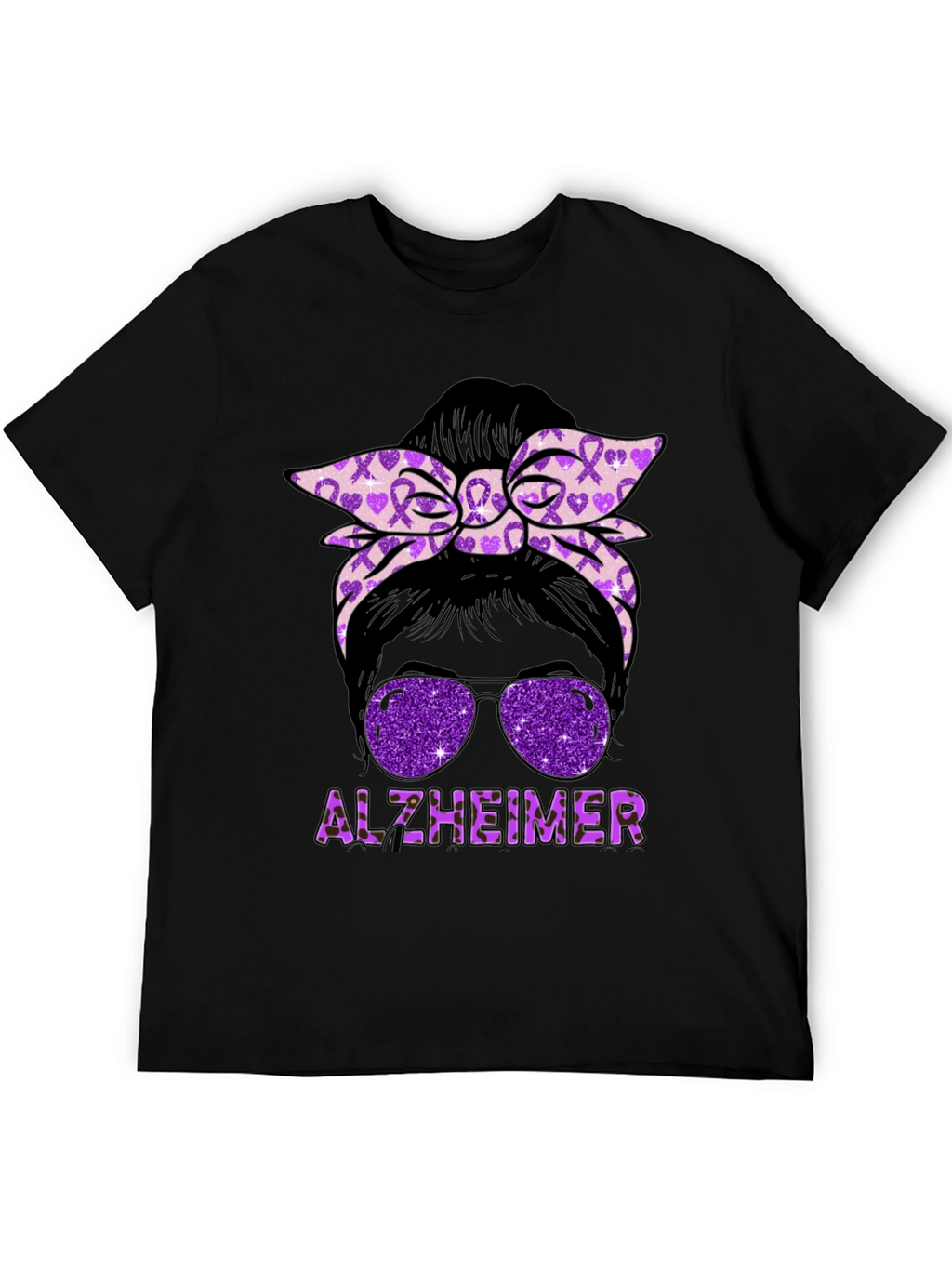 Alzheimers Awareness Messy Bun T-Shirt