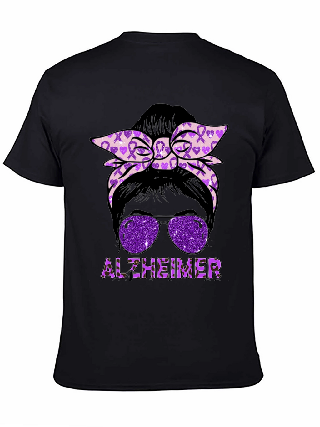 Alzheimers Awareness Messy Bun T-Shirt