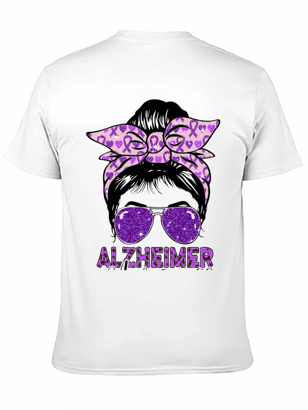Alzheimers Awareness Messy Bun T-Shirt