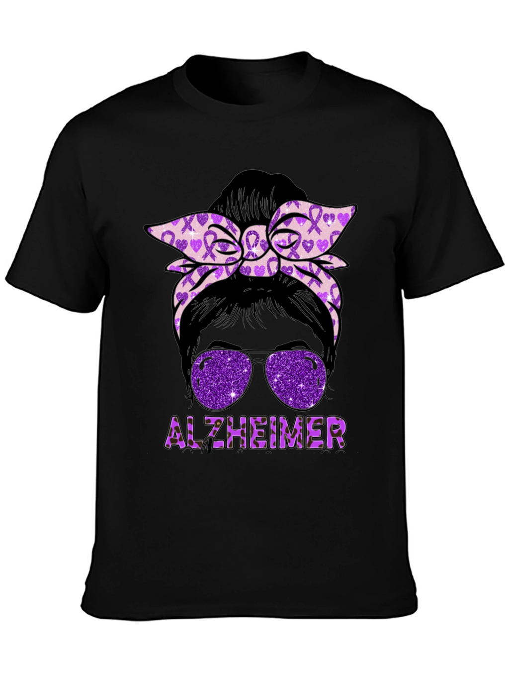Alzheimers Awareness Messy Bun T-Shirt