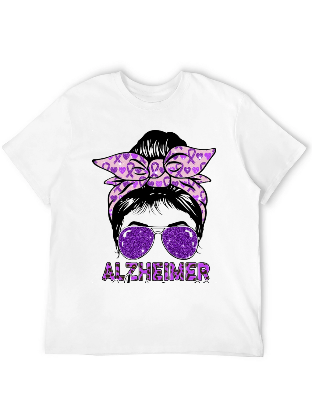Alzheimers Awareness Messy Bun T-Shirt