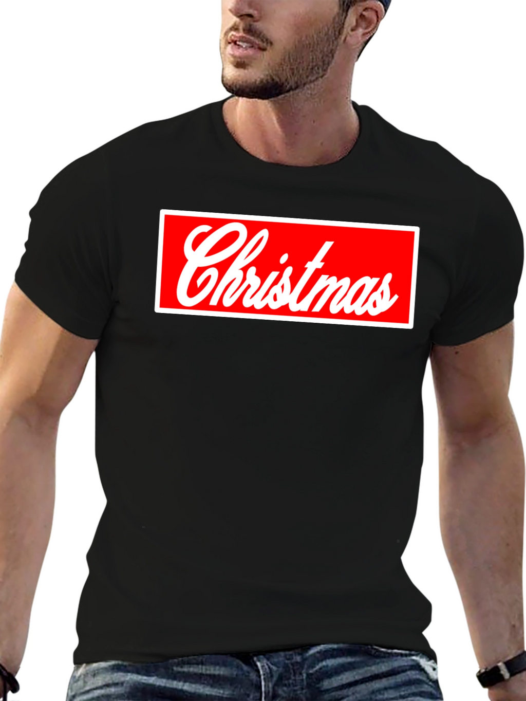 Christmas Red Box Logo Black Tee