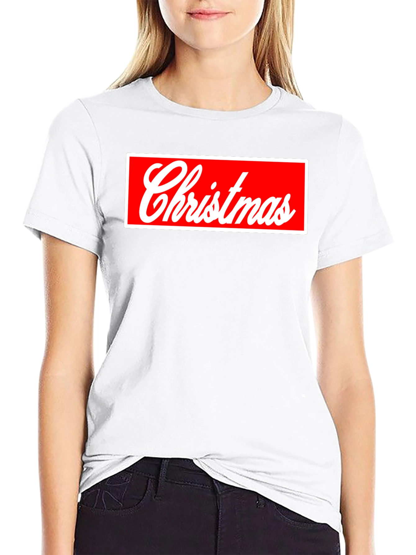 Christmas Red Box Logo Black Tee