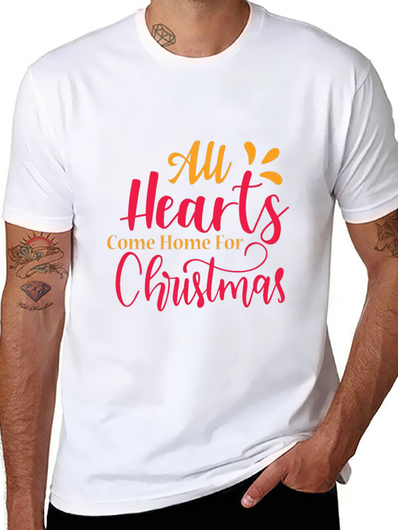 Christmas Hearts Graphic Tee - Holiday Cheer