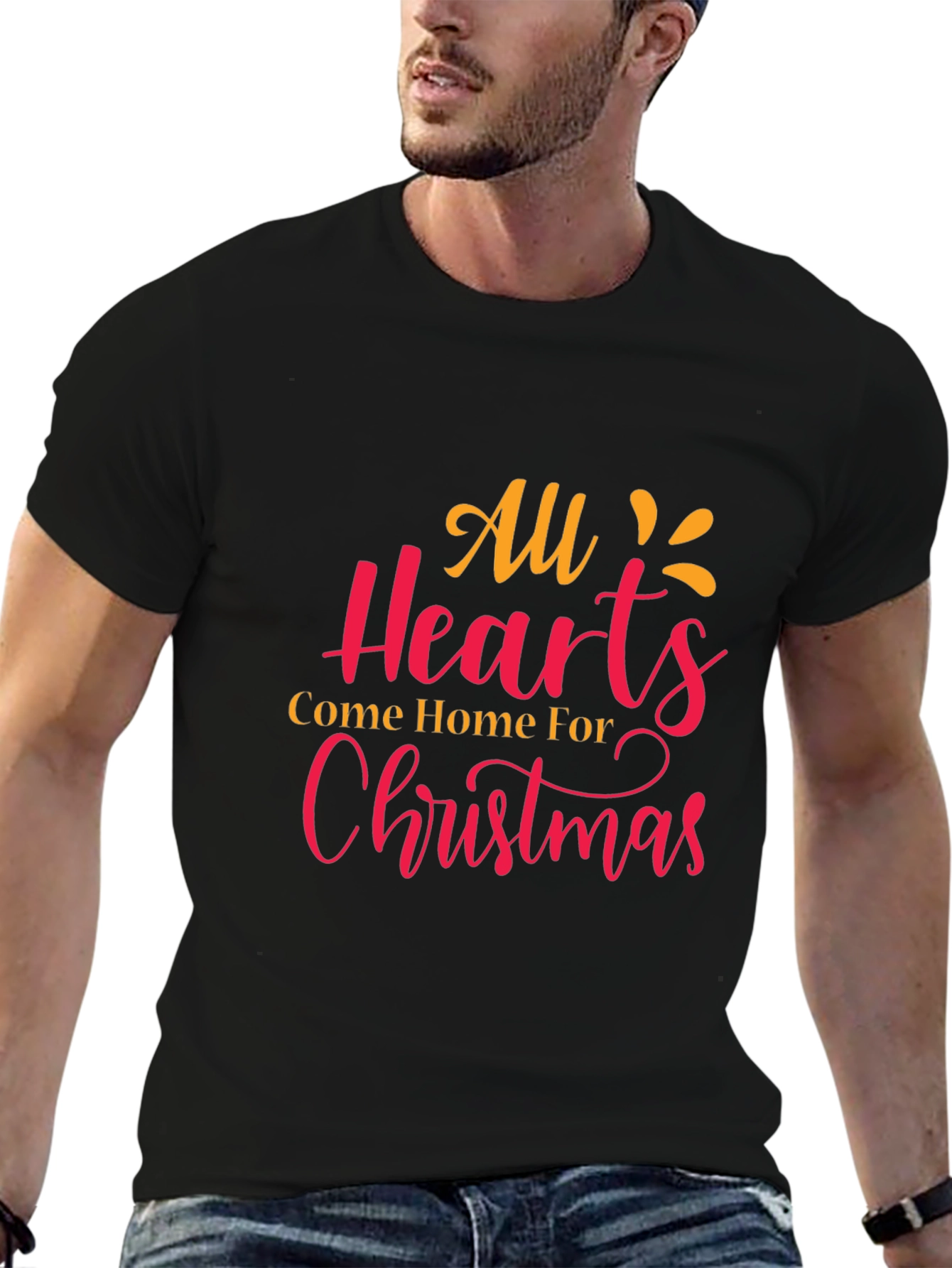 Christmas Hearts Graphic Tee - Holiday Cheer