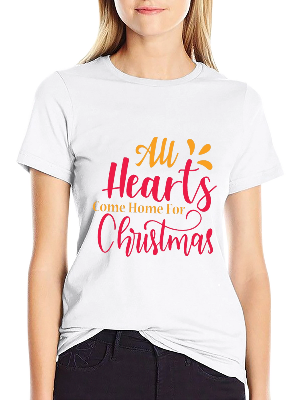 Christmas Hearts Graphic Tee - Holiday Cheer