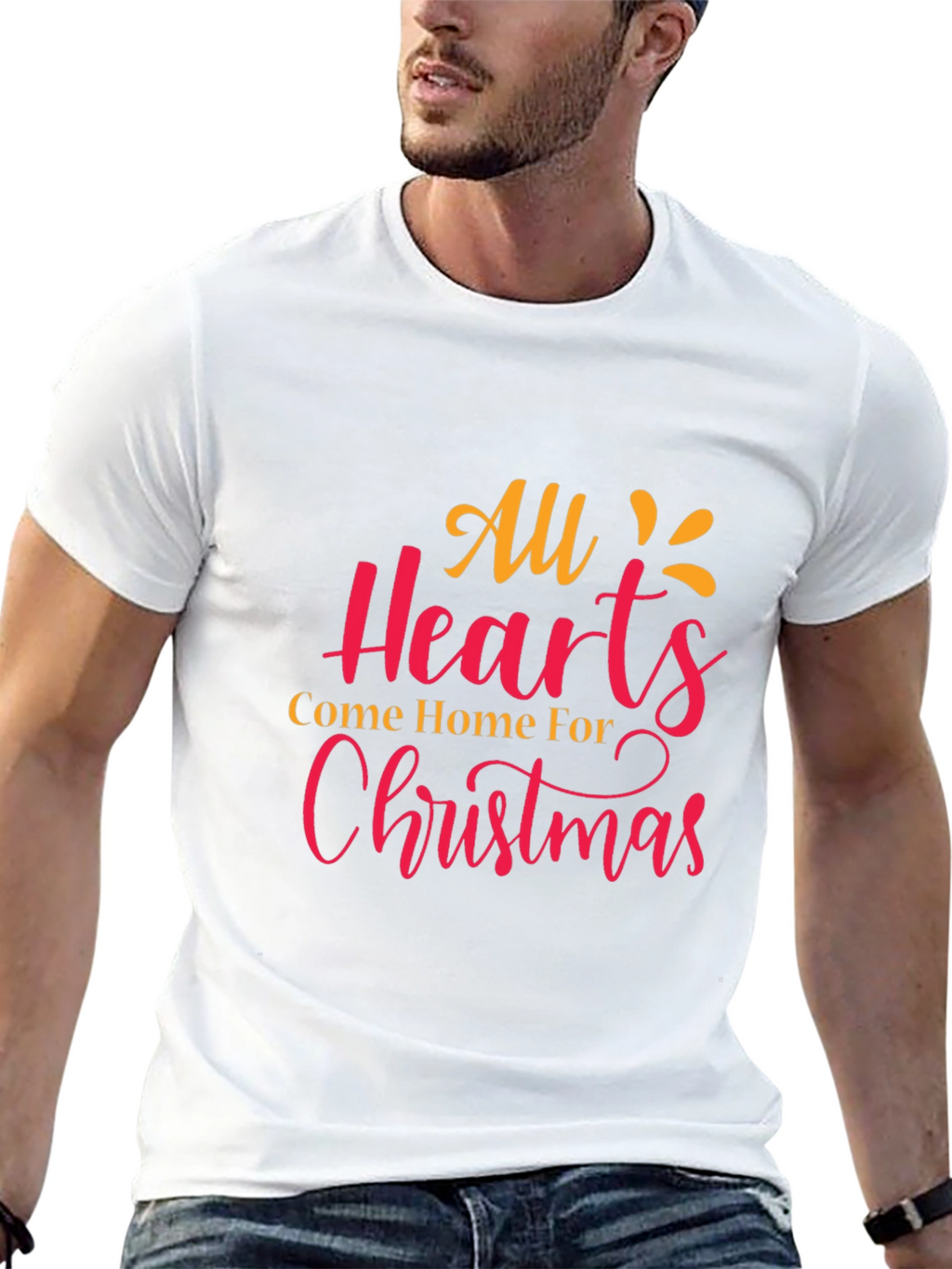 Christmas Hearts Graphic Tee - Holiday Cheer
