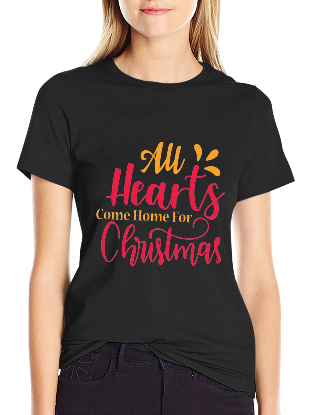 Christmas Hearts Graphic Tee - Holiday Cheer