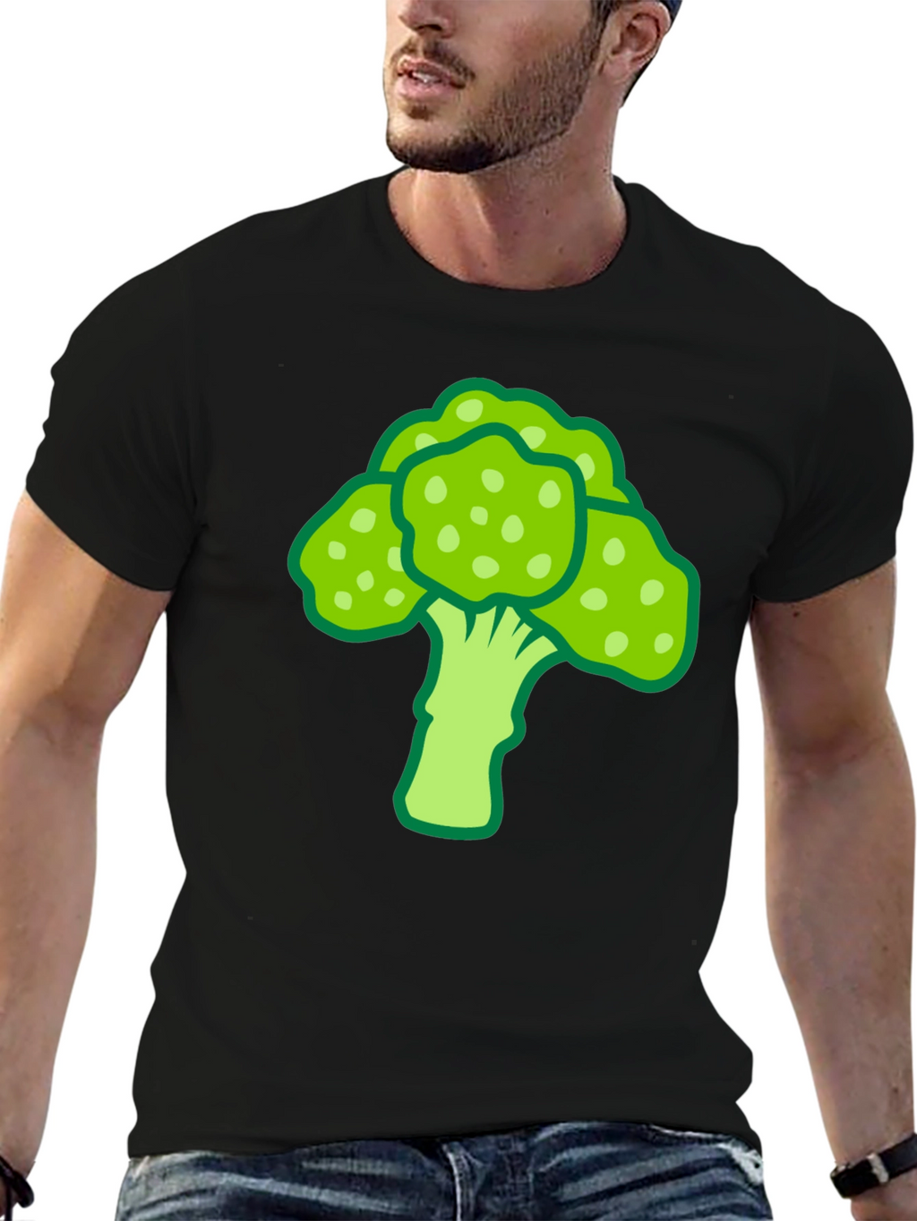 Broccoli Graphic Print Black T-Shirt