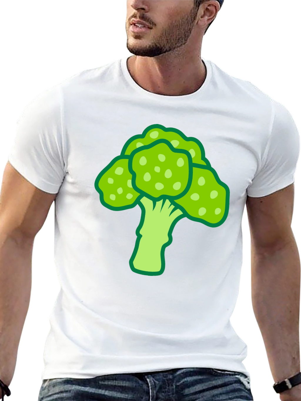 Broccoli Graphic Print Black T-Shirt