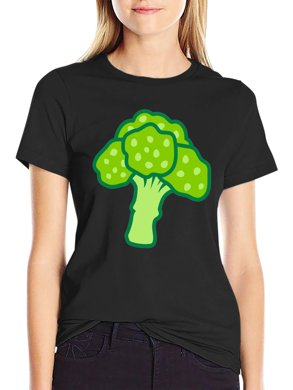 Broccoli Graphic Print Black T-Shirt